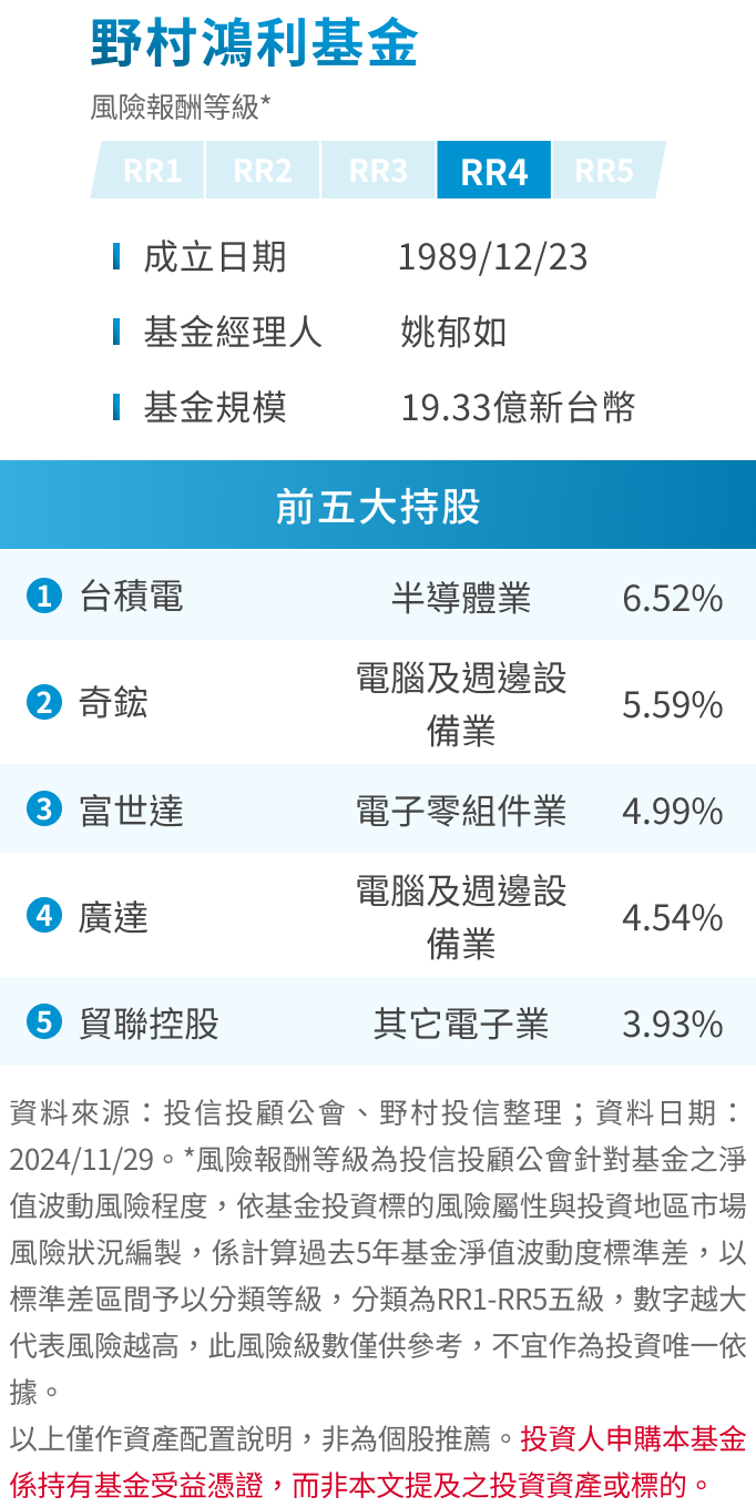 野村鴻利基金 基金檔案